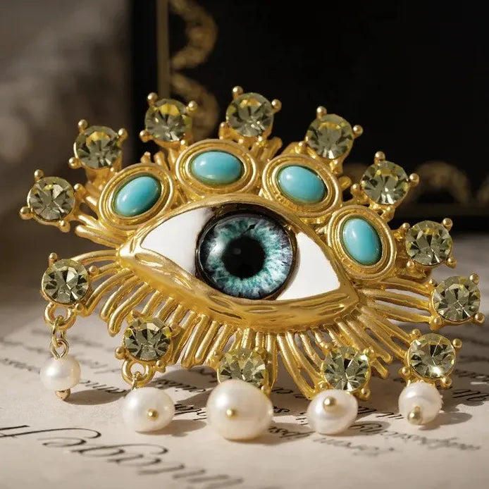 Luxury Sparkling Devil Eyes Brooch Pin for Women Men Classic Style