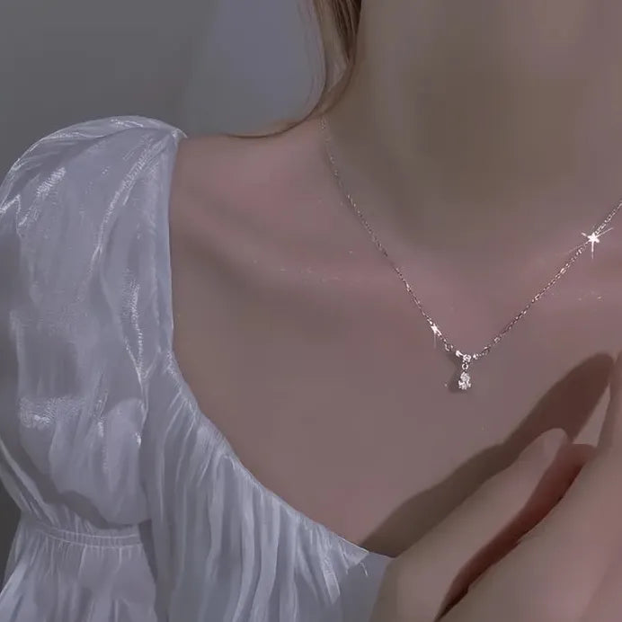 Elegant Women’s Geometric Pendant Necklace with Pear CZ for Wedding