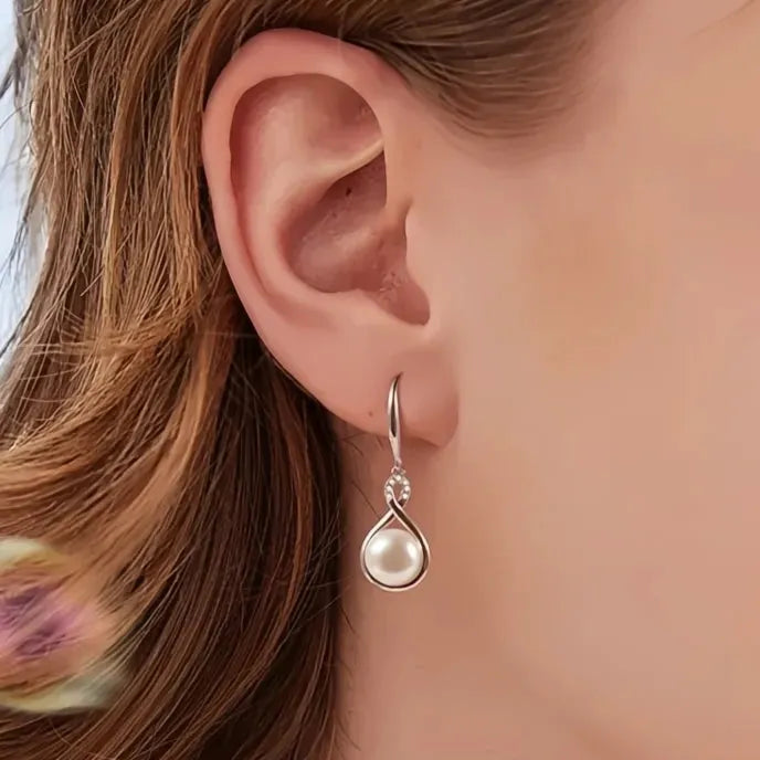 Graceful Women Geometric Drop Earrings Imitation Pearl Copper Alloy Wedding Jewelry