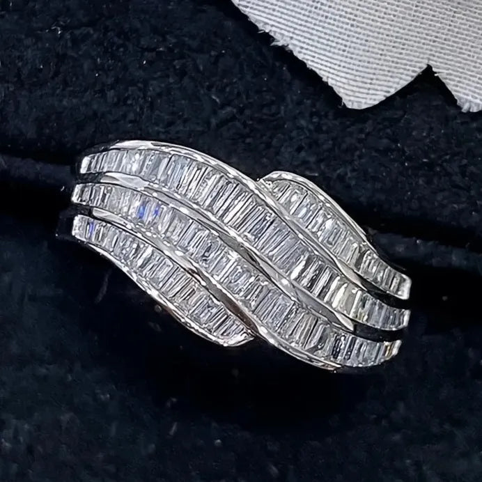Geometric Cubic Zirconia Wedding Band Ring for Women Gold & Silver Tone