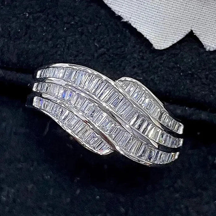 Luxury Gold Silver Zirconia Wedding Band Ring for Women Engagement Jewelry