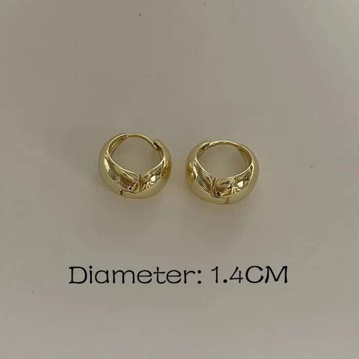 Copper Thick Geometric Hoop Earrings for Women Small Huggie 10/14/16MM