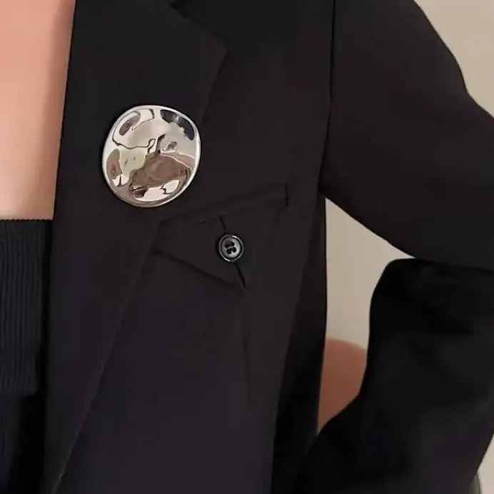 Irregular Circle Zinc Alloy Metal Brooch Lapel Pin Gift for Women Men