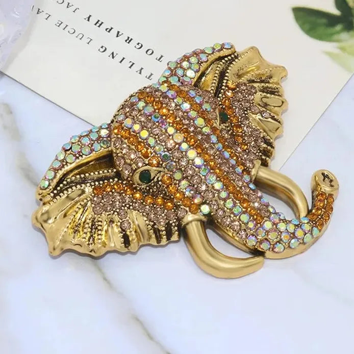 Elephant Rhinestone Brooch Lucky Animal Pin Classic Jewelry Gift