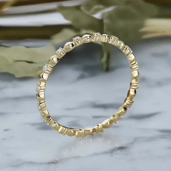 Minimalist Women’s Geometric Ring with Shiny Round Cubic Zirconia Stone
