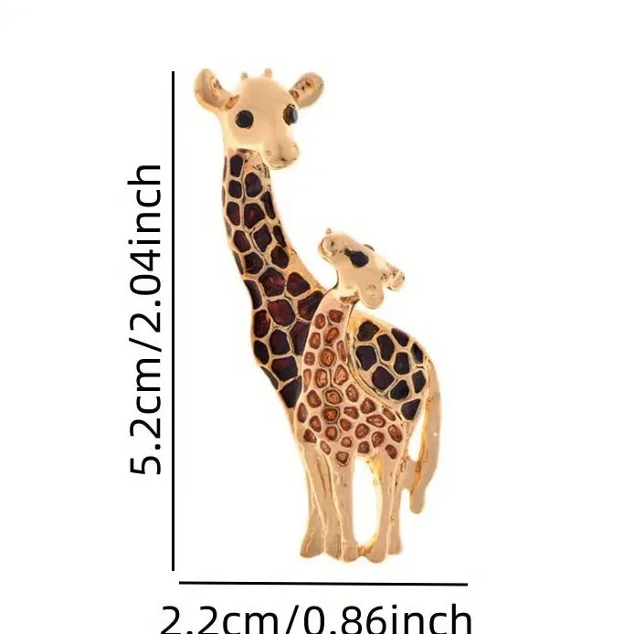 Vintage Colourful Oil Drop Giraffe Brooch Cartoon Animal Pin for Fashion