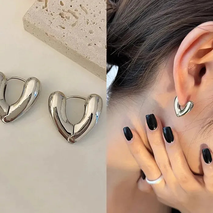 Large Punk Water Drop Stud Earrings for Women Vintage Silver Steampunk Jewelry