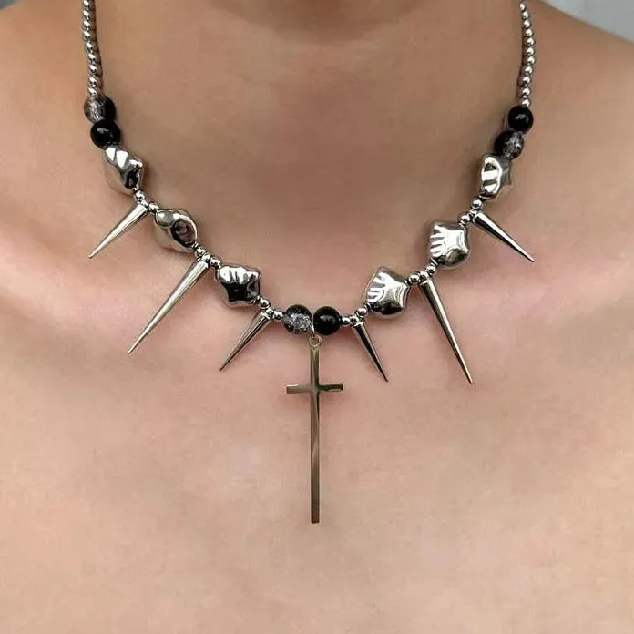 Titanium Steel Rivet Choker Necklace Unisex Punk Hip Hop Metal Collar Jewelry