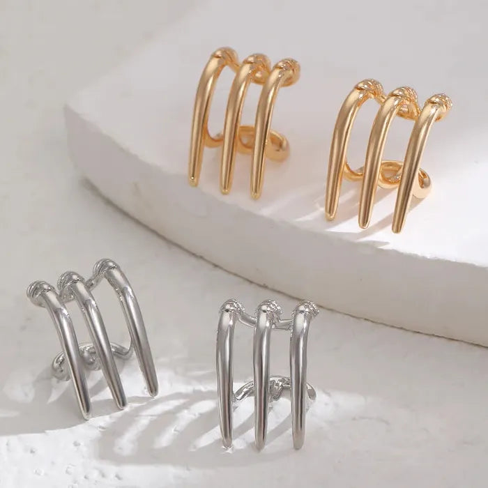 Adjustable Minimalist Copper Claw Clip-On Earrings Women Vintage Punk Ear Cuffs