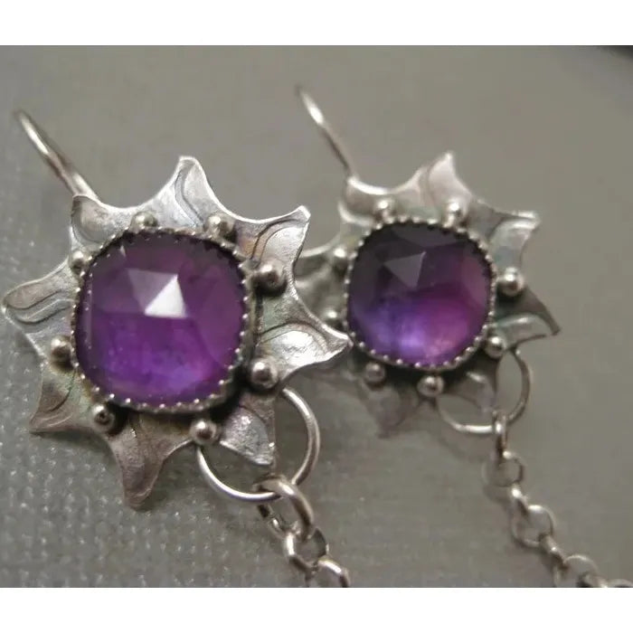 Retro Bohemian Sunflower Crescent Pendant Earrings Zinc Alloy for Women