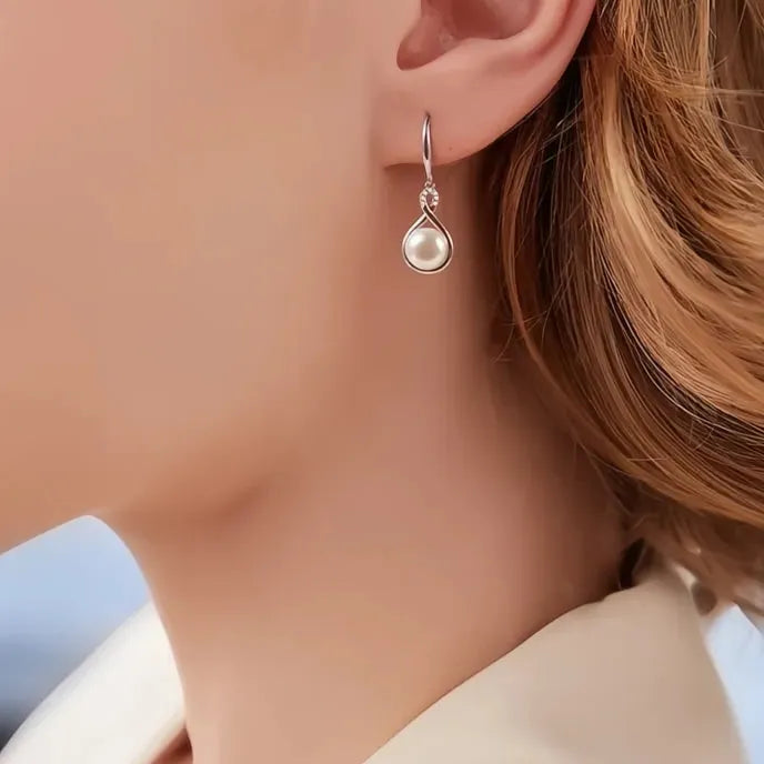 Graceful Women Geometric Drop Earrings Imitation Pearl Copper Alloy Wedding Jewelry