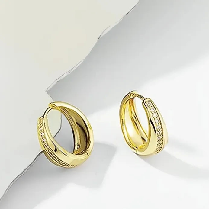 Geometric Hoop Earrings with Cubic Zirconia for Women Everyday Wear