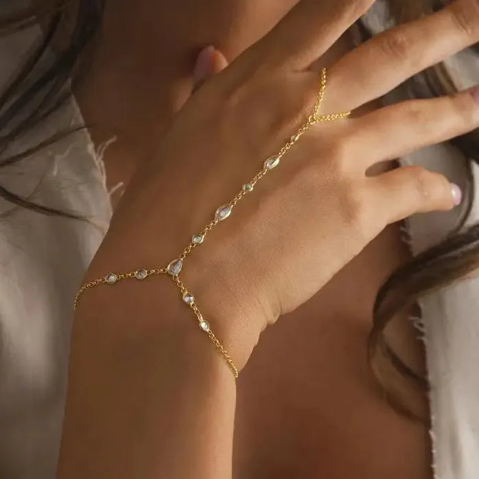 Transparent Rhinestone Crystal Bracelet Featuring Water Drop Design for Women