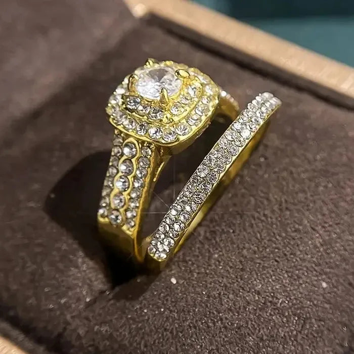 European American Hot Sale Women's Ring Golden Simple Zinc Alloy Acrylic Ring