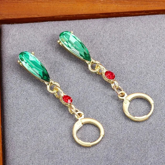 Elegant Zinc Alloy Earrings Women Hayao Miyazaki Howl's Moving Castle Red Beads Gift