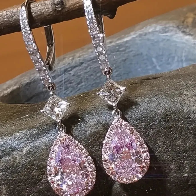 Silver Gold Sky Blue Cubic Zirconia Drop Earrings for Women Daily Wear Party Jewelry