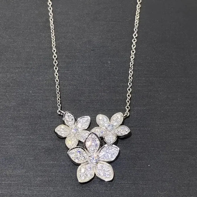 Flower Pendant Necklace with Cubic Zirconia Wedding Jewelry for Women