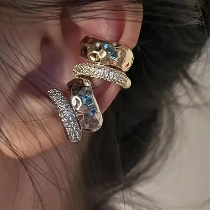 Geometric Double-Layer Ear Cuff No Piercing Clip Earrings for Women Stylish
