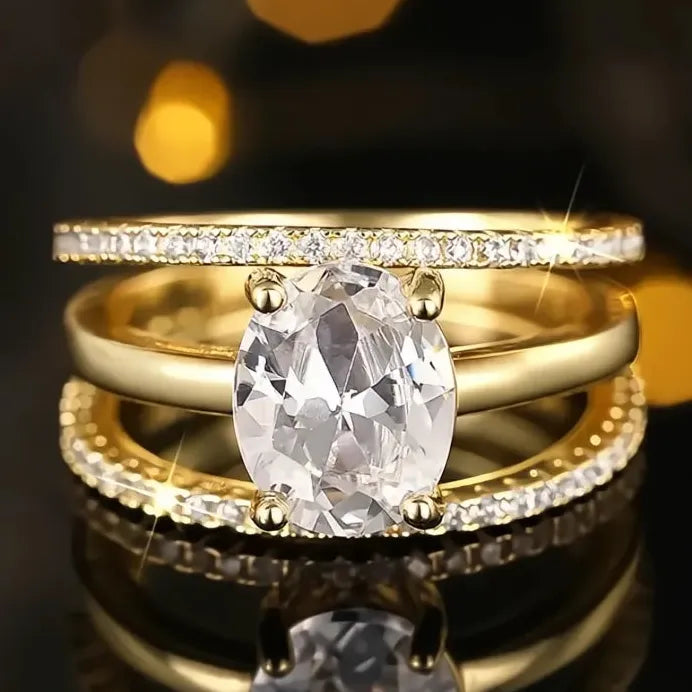 Women Bridal CZ Cubic Zirconia Ring Set Wedding Jewelry Collection