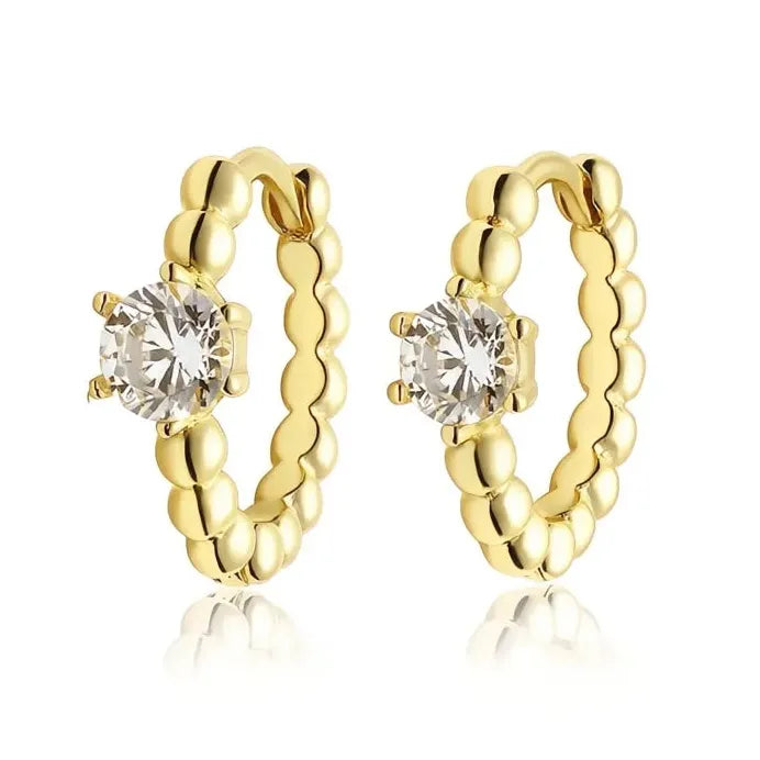 Geometric Cubic Zirconia Hoop Earrings for Women Daily Wear Jewelry