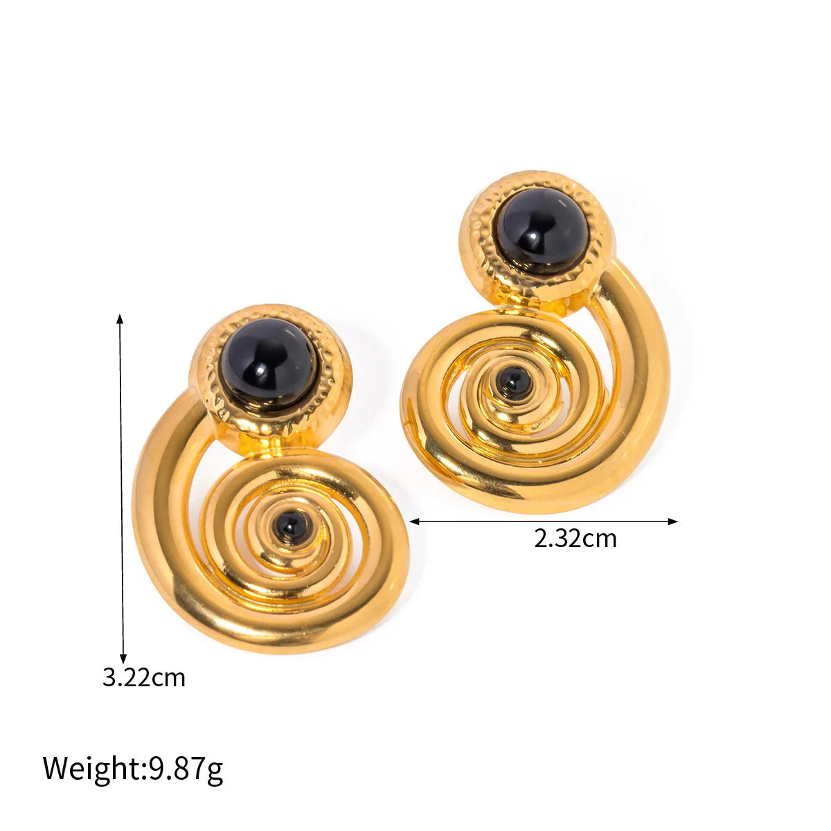 18K Gold Plated Stainless Steel Waterproof Ribbed Large Shell Stud Earrings