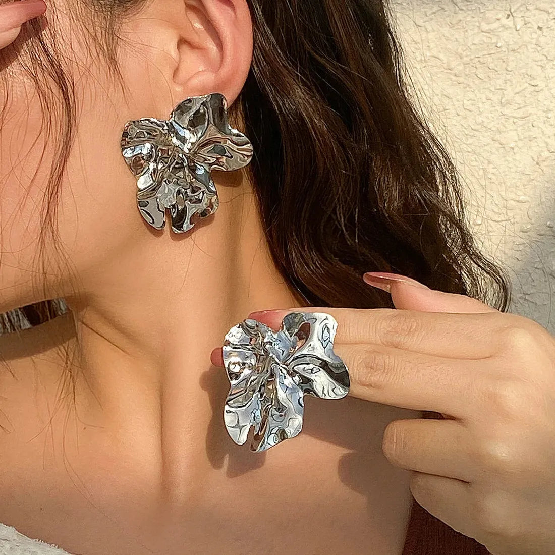 Large Geometric Zinc Alloy Stud Earrings Women Punk Statement Jewelry