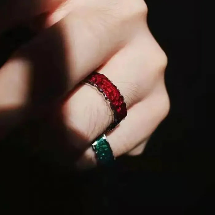 Adjustable Y2K Red Drip Oil Geometric Punk Vintage Cocktail Ring Gift