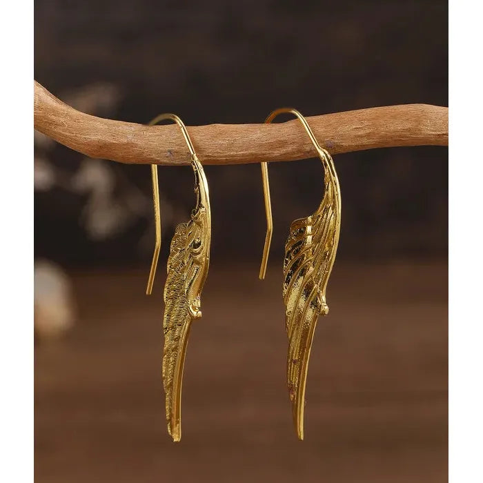 Vintage Angel Wings Feather Earrings Zinc Alloy Pendant Fashion Gift for Women