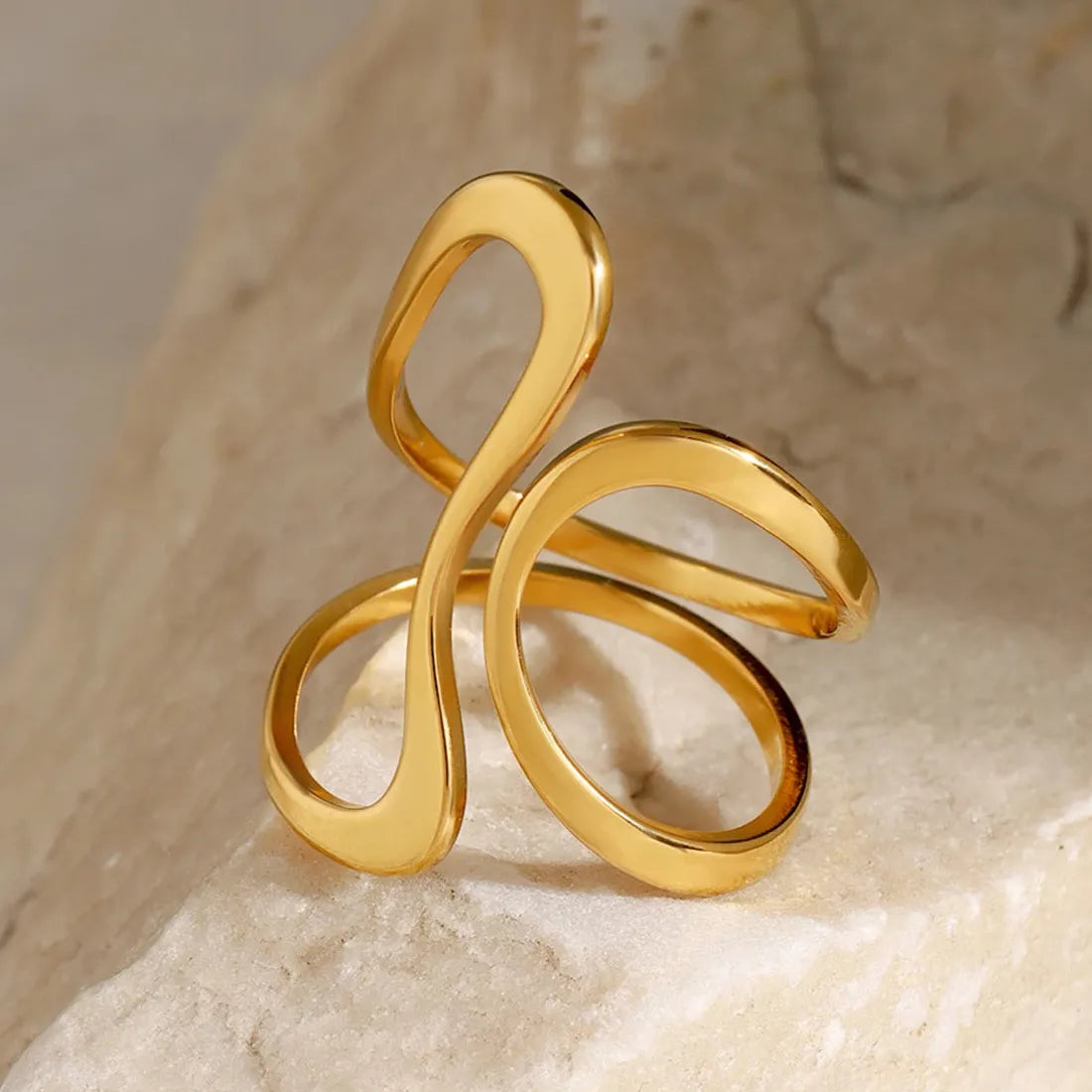 Gold Color Stainless Steel Geometric Mood Tracking Ring Women’s Jewelry