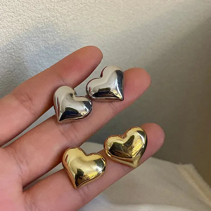 Minimalist Heart Stud Earrings for Women Zinc Alloy Wedding Jewelry