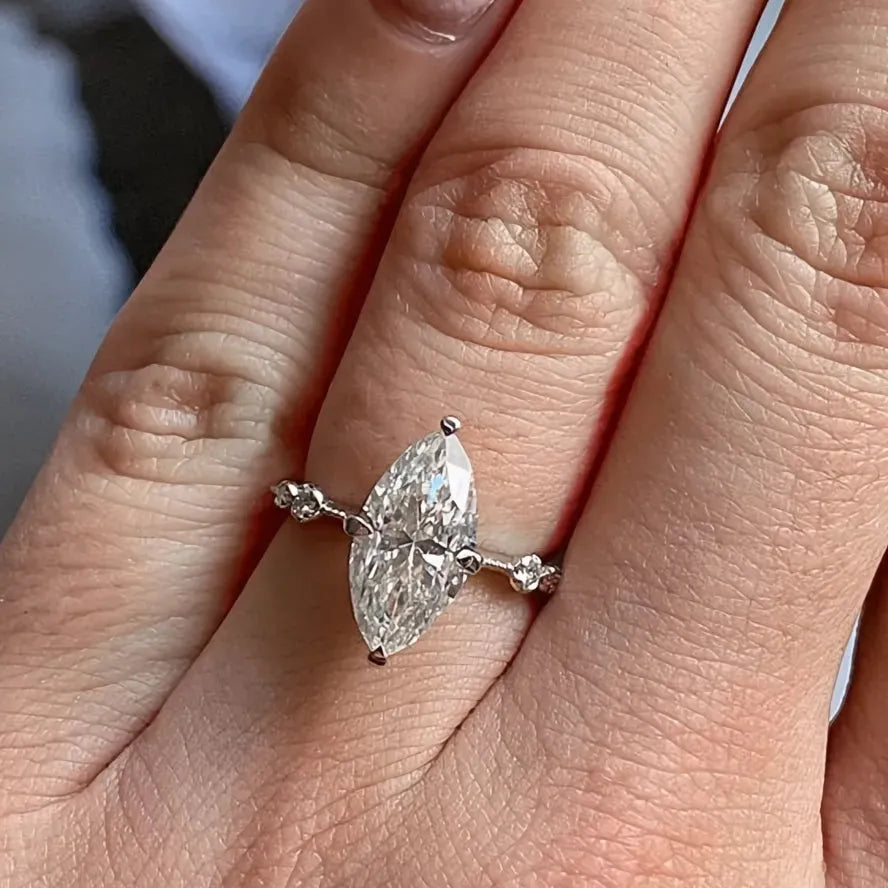 AAA Crystal Marquise Cubic Zirconia Thin Ring for Women Wedding Engagement Fashion Jewelry