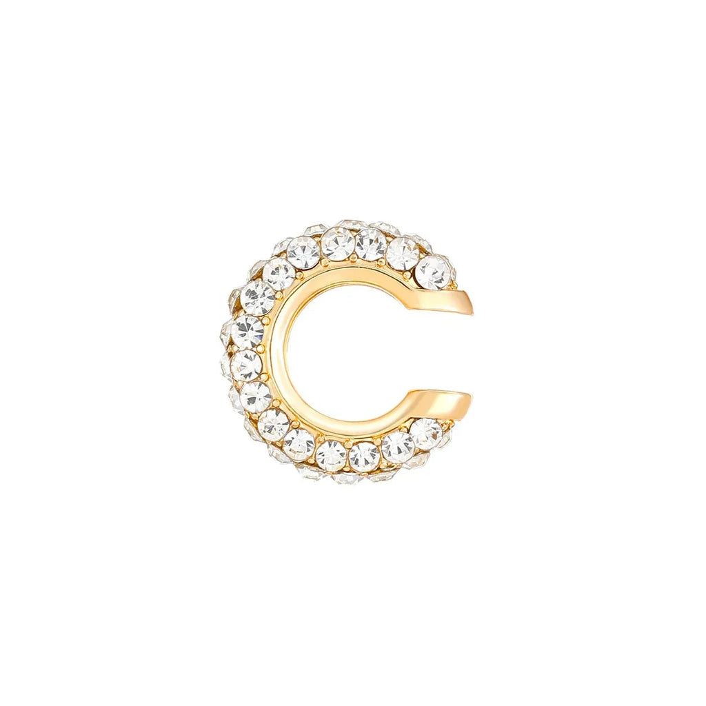 Vintage Round C Shape Cartilage Clip Earrings for Women Copper Rhinestone Jewelry