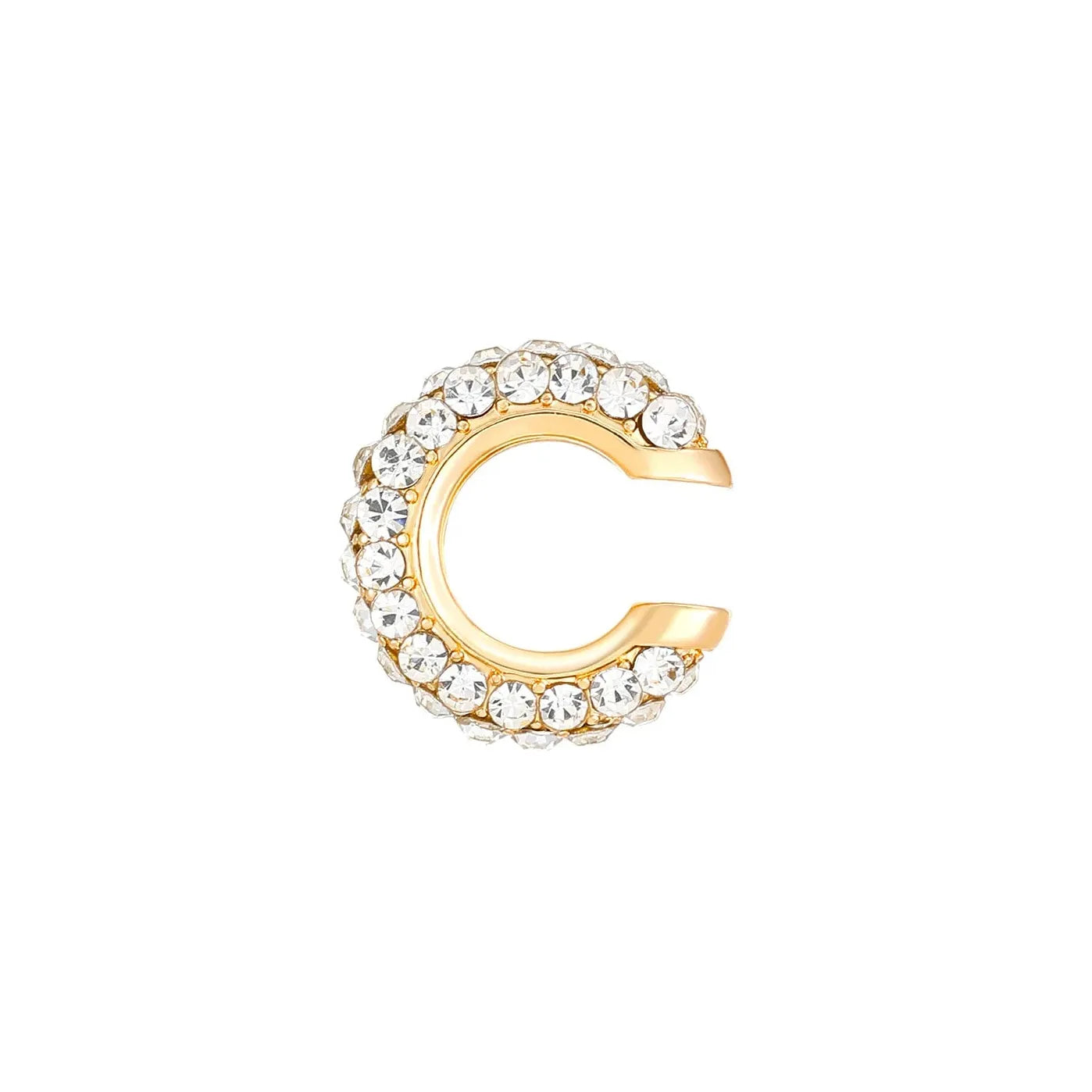 Vintage Round C Shape Cartilage Clip Earrings for Women Copper Rhinestone Jewelry