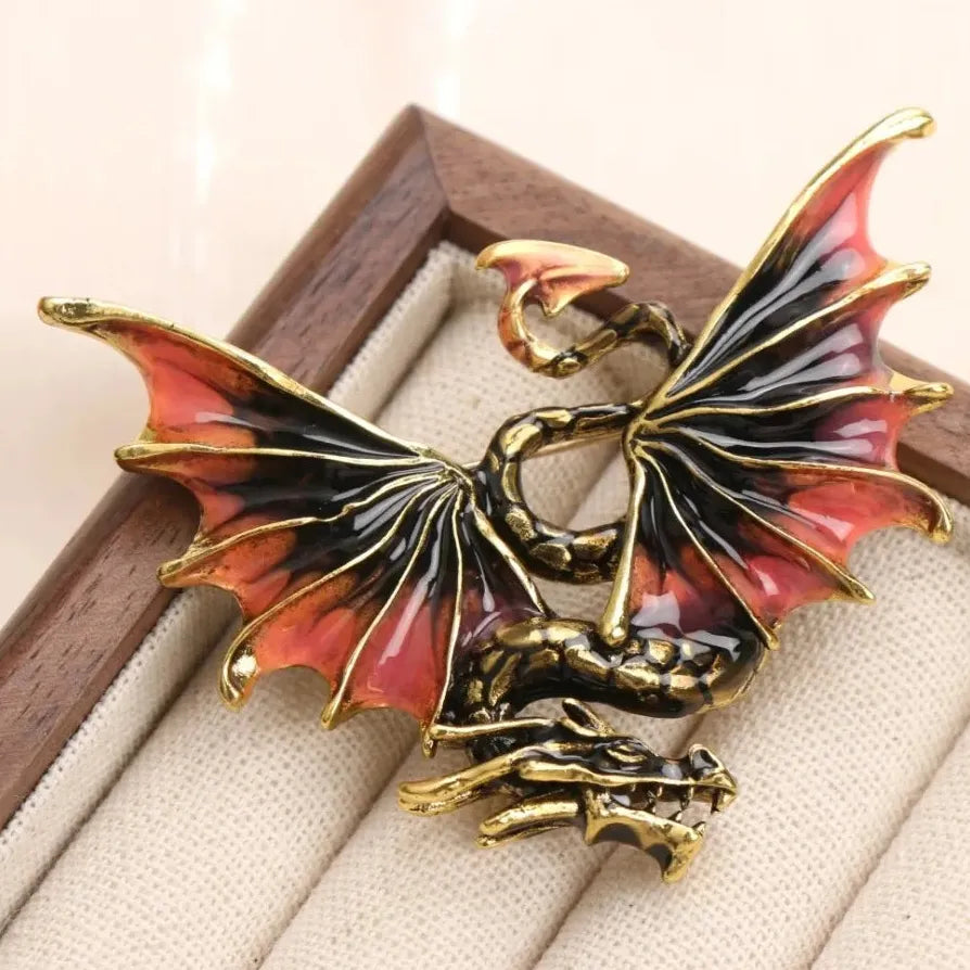 Vintage Chinese Dragonfly Dragon Brooch Pin Classic Jewelry Gift