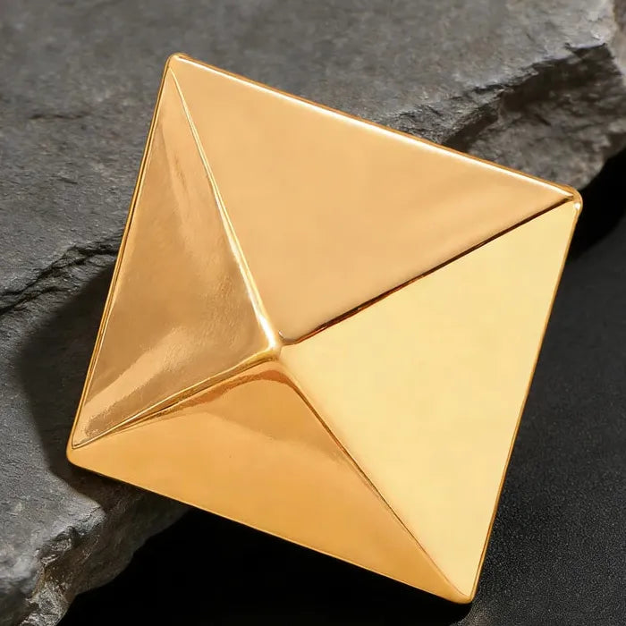 Adjustable Geometric Square Pyramid Open Ring for Women Jewelry Gift