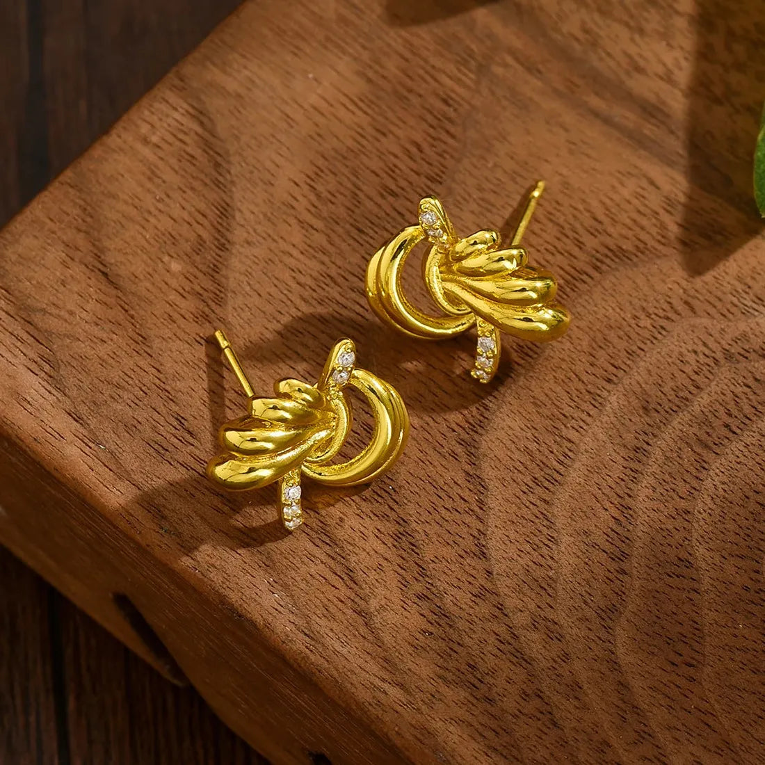 Gold Copper Multi Layer Texture Cross Knot Drop Earrings for Women Retro Jewelry