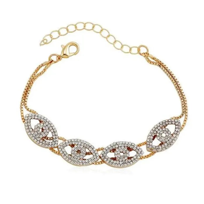 Handmade 18K Gold Plated Heart Butterfly Flower Bracelet for Women with Zircon Evil Eye Charm