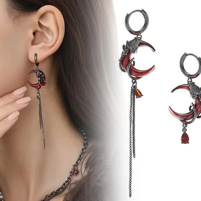 Neo-Gothic Red Flame Cross Earrings Women Hip Hop Y2K Statement Jewelry