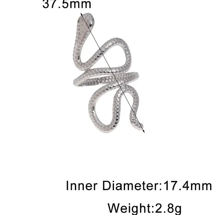 Stainless Steel Serpentine Open Ring Hip-Hop Jewelry for Men Women