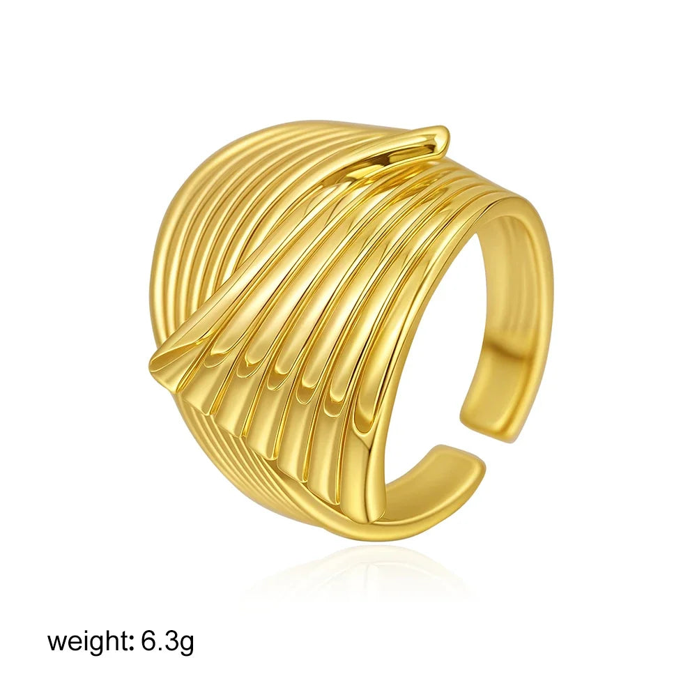 18k Gold Plated Stainless Steel Geometric Knot Knuckle Ring Wedding Jewelry