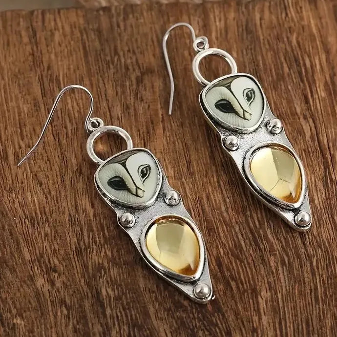 Silver Color Women's Dangle Earrings with Shiny CZ Stone Resin Drop Jewelry Gift