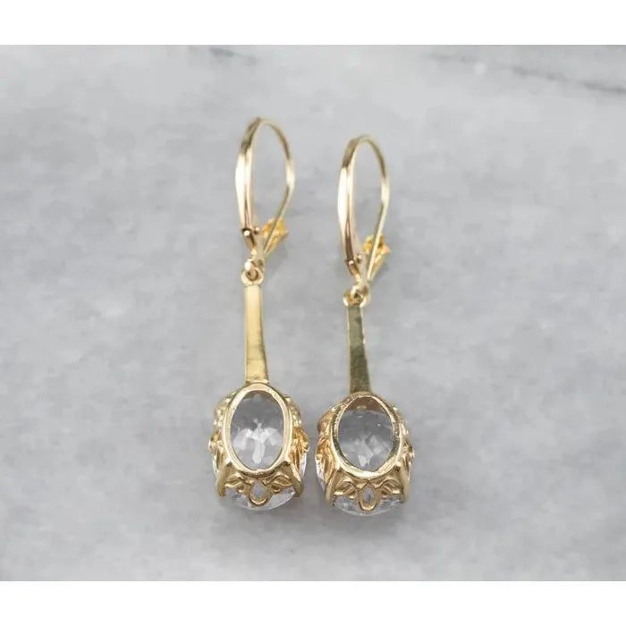 Water Drop Zircon Oval Crystal Pendant Earrings for Women Wedding Daily Wear Jewelry