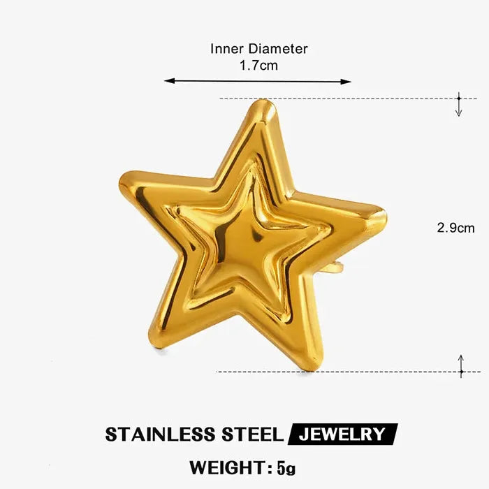 Adjustable Stainless Steel Star Moon Geometric Ring for Women Gift