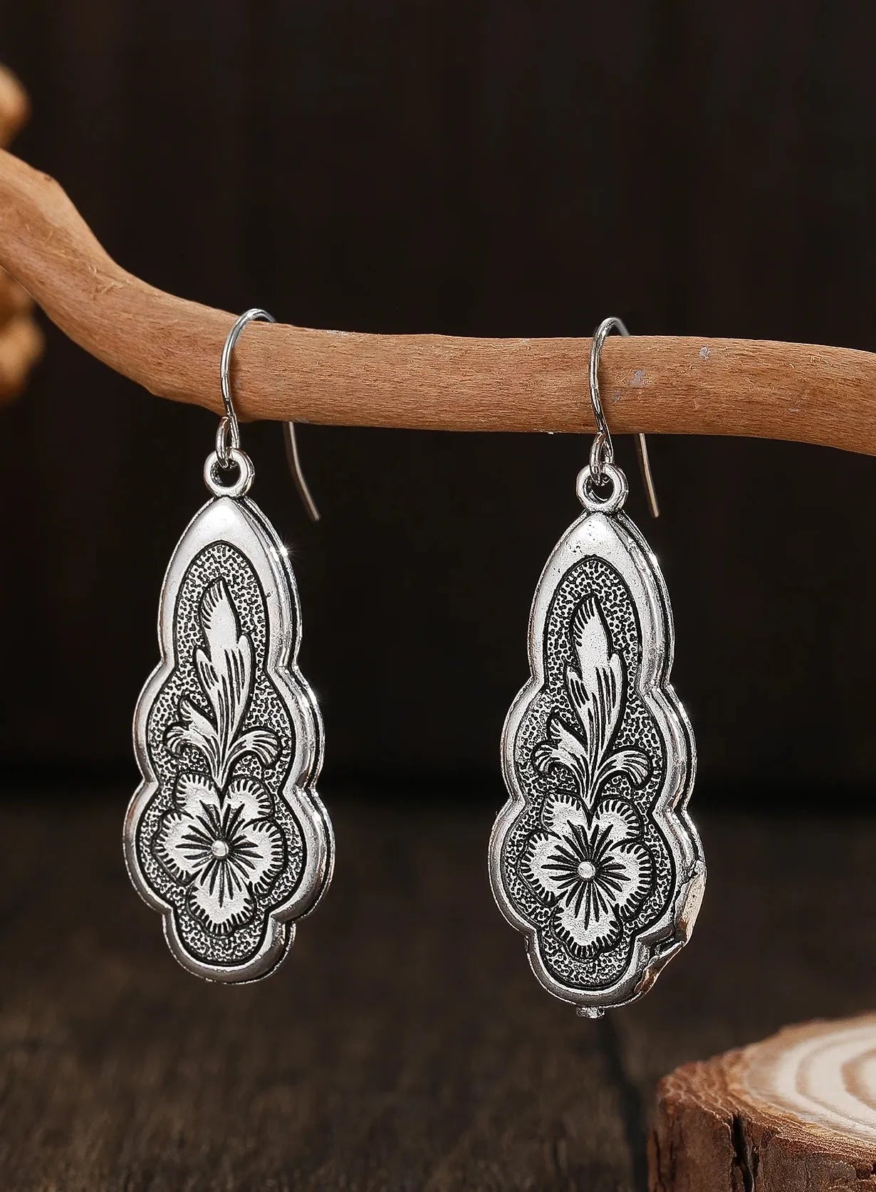 Gold Color Metal Geometry Waterdrop Flower Dangle Earrings for Women Jewelry