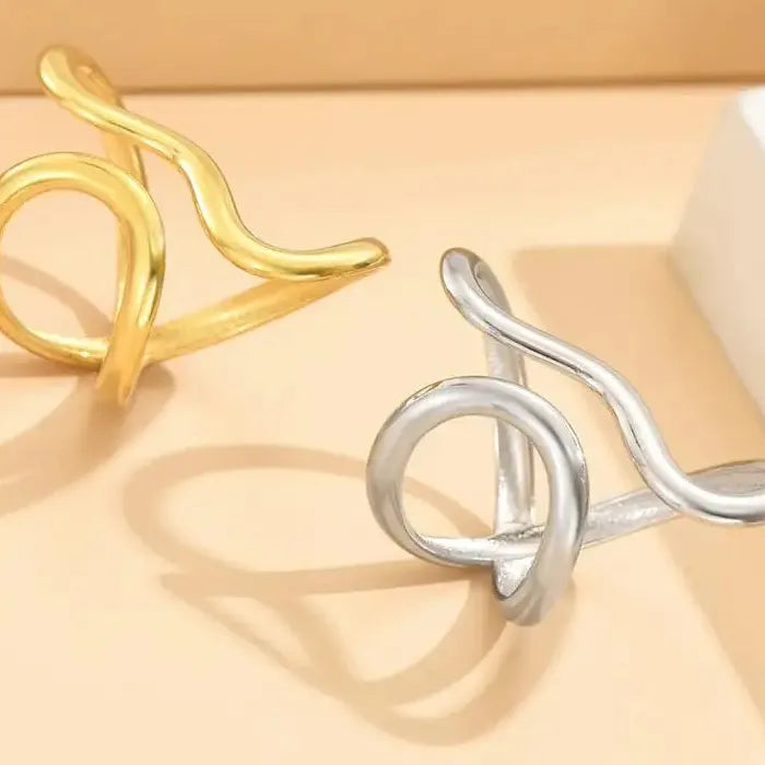 Gold Stainless Steel Geometric Rings for Women Men 2024 Gift Jewelry