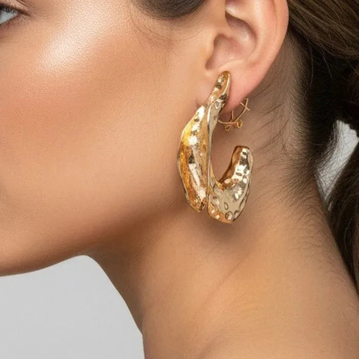 Retro Geometric Irregular Leaf Zinc Alloy Drop Earrings for Women Gift