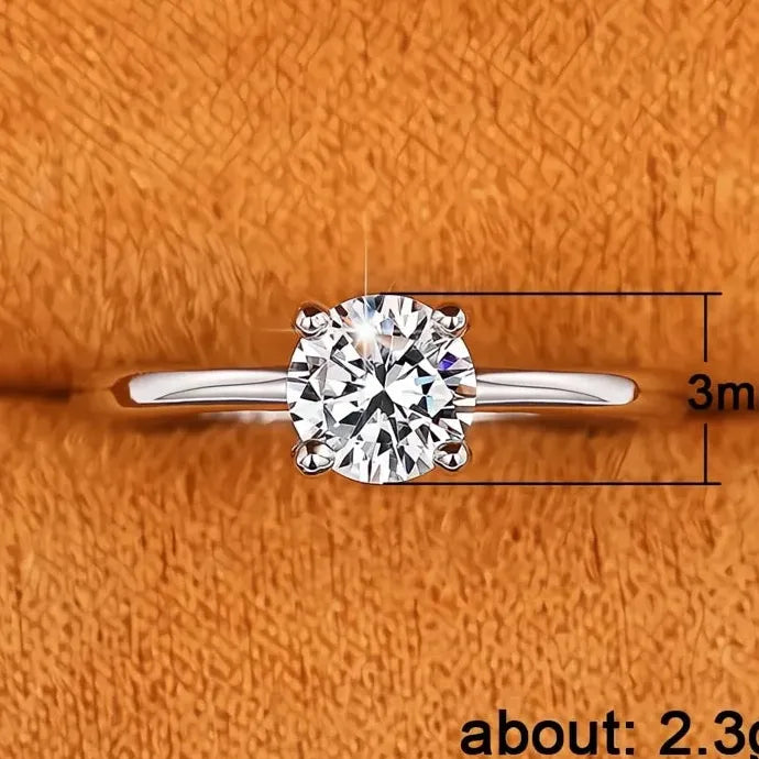Classic Geometric Cubic Zirconia Wedding Engagement Ring for Women Brass