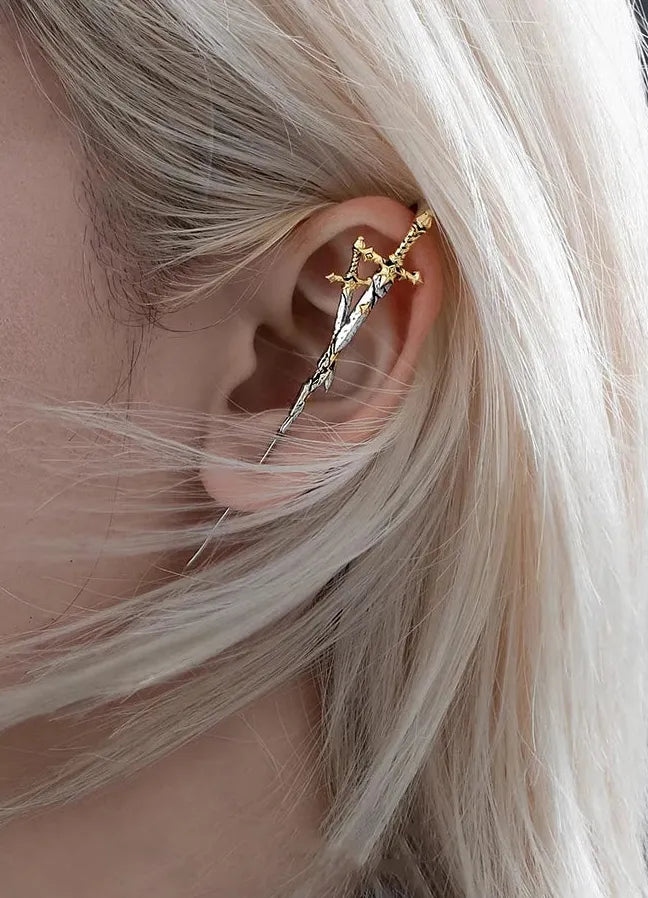 Dark Gothic Sword Ear Pin Copper Metal Punk Rock Unisex Stud Earring
