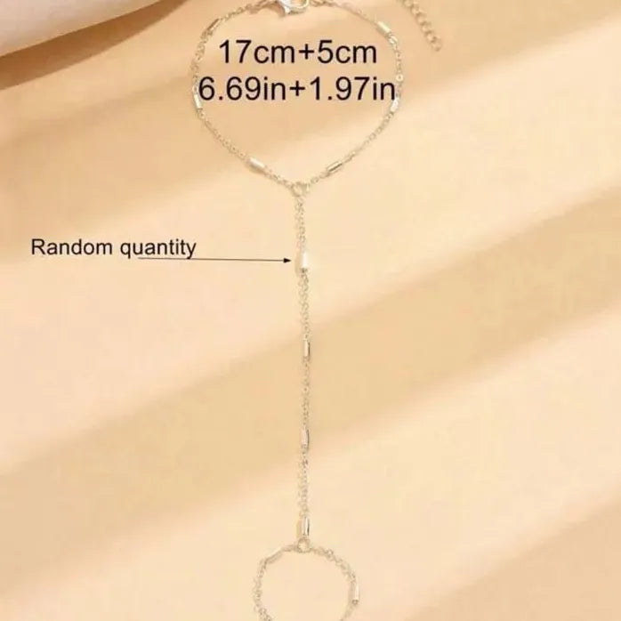 Gold Color Square Hand Chain Bracelet for Women Link Jewelry Gift