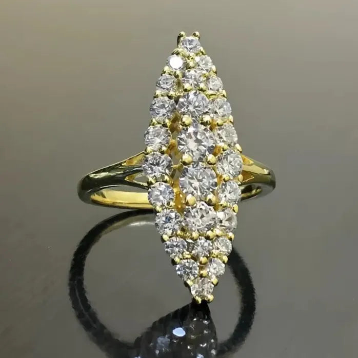 Geometric Marquise Cubic Zirconia Gold Color Women’s Wedding Ring